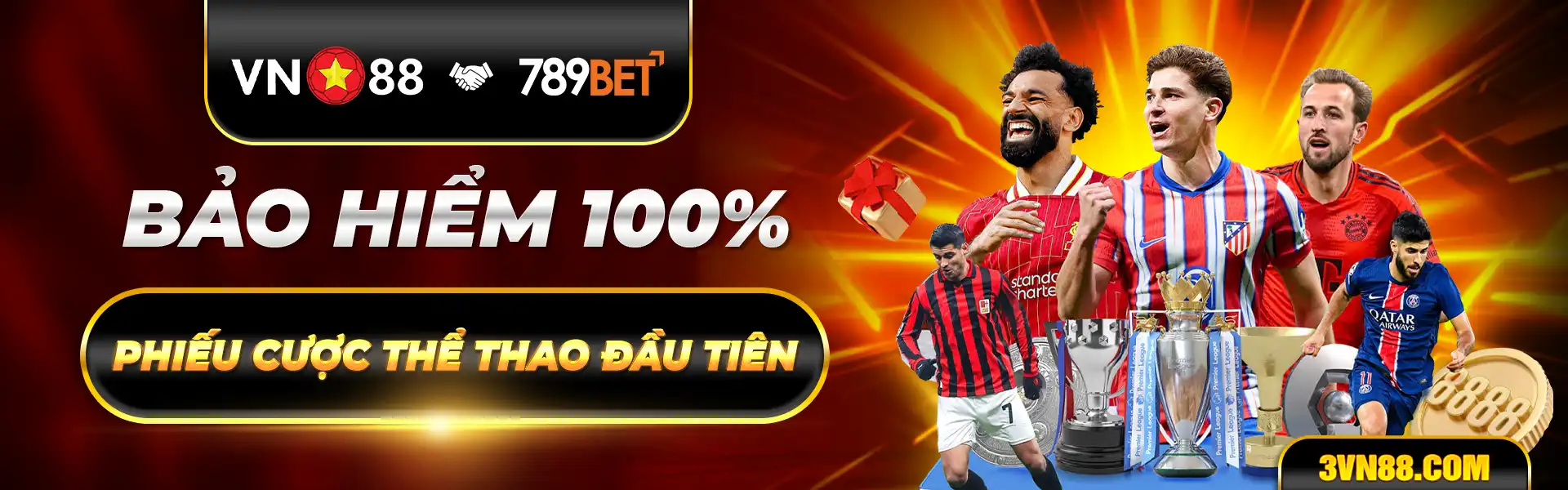 VN88 bảo hiểm 100% cho phiếu cược thể thao đầu tiên